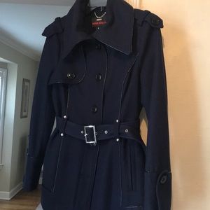 Miss Sixty Navy Wool Blend Pea Coat